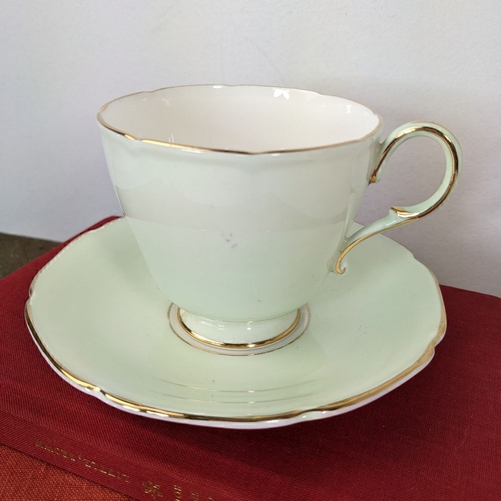 Paragon Tea cup pale pastel green with gold trim 1950's